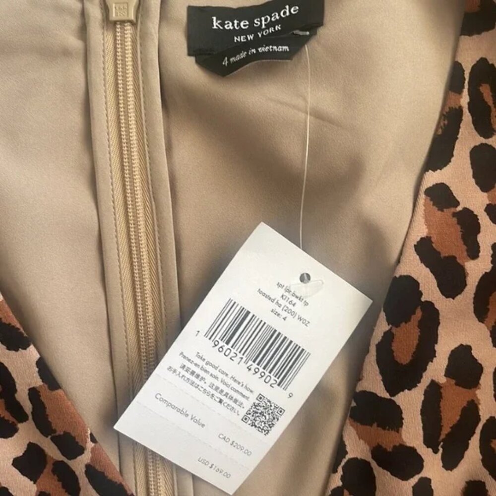 Kate Spade Spotted Leopard Bow Knot Top - Picture 4 of 8